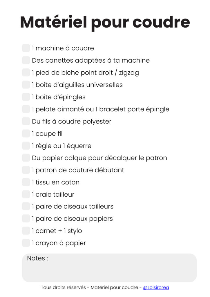 liste du matériel de couture pour coudre et faire des achats sereins
